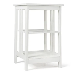 Costway 3-tier Side Table Nightstand W/ Baffles Round Corners Modern Style White - Picture 1 of 8