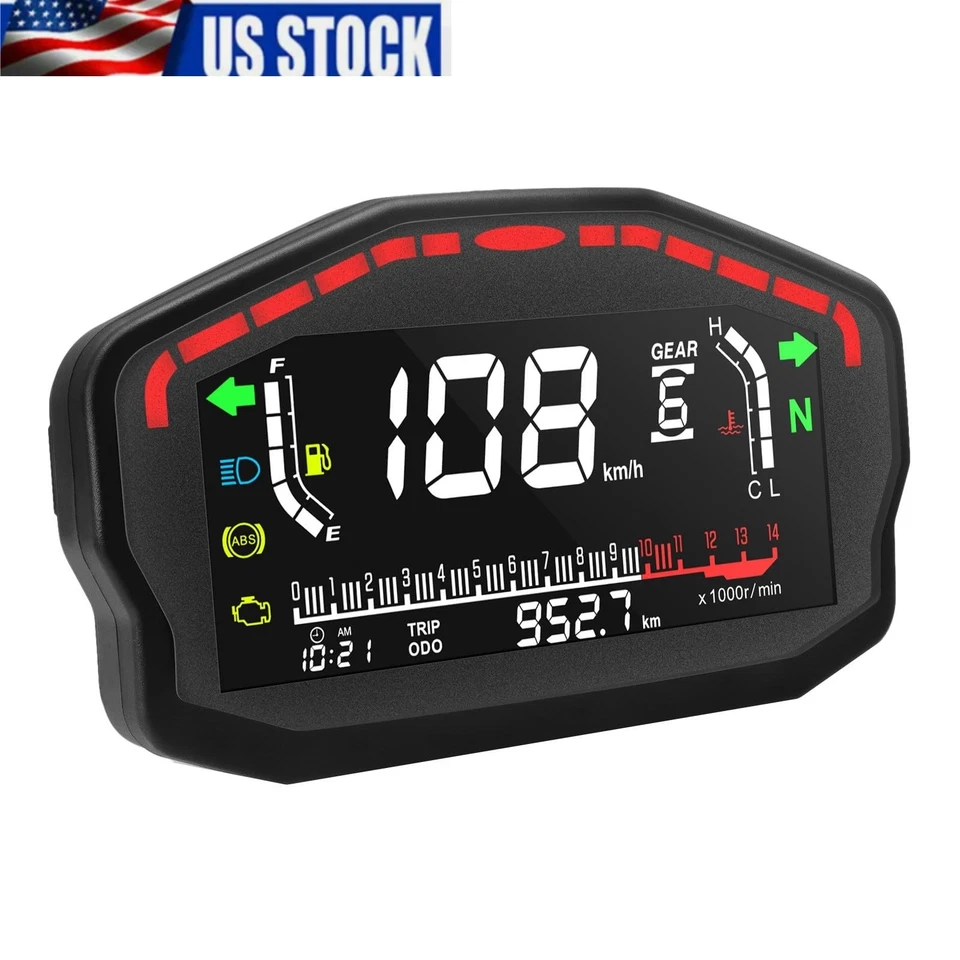 Digital Dash Digital Panel LED LCD Speedometer Odometer For 1 2 4 Cylinders Moto - Image 1 of 4