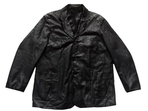 Vintage 80s Leather Jacket Mens 80s Retro Indie Mod L 44" - Picture 1 of 1
