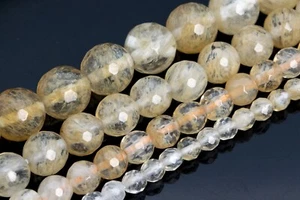Milky Golden Quartz Beads Micro Faceted Round Loose Beads 5-6/8/10MM - Picture 1 of 9
