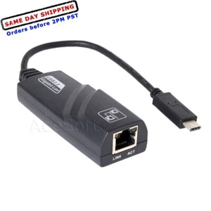 Type C USB 3.1 Gigabit RJ45 Ethernet Lan Cable Hub To 1000Mbps for PC Phones - Picture 1 of 3