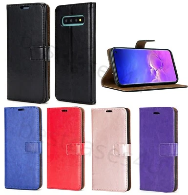 For Samsung S10 S9 S8 S10+ S6 S7 Phone Case Slim Leather Flip Wallet Book Cover - Immagine 1 di 4