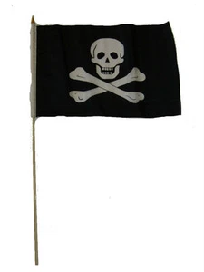 12x18 12"x18" Jolly Roger Pirate No Patch Stick Flag Staff - Picture 1 of 1