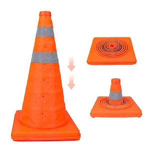 17.7'' Collapsible Traffic Safety Cones, Bright Orange Road Safety Cones - Picture 1 of 12