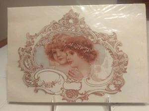 Victorian Die Cut Scrap Paper Angels Greeting Card Keepsake Envelope Ribbon - Picture 1 of 3