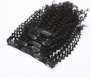 8A Kinkys Clips Rizados 4C en Extensiones de Cabello Humano Doble Trama Grueso 18" - Imagen 1 de 3