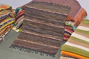 Indien Hand-Braided Leather Doormat Home Decor Brown Carpet Indoor & Outdoor Mat - Picture 1 of 7