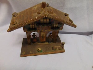 Vintage German Thermometer wooden house with couple 6" x 3" x 6" Germany - Picture 1 of 8