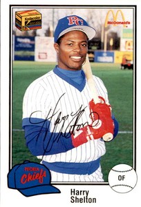 1989 Peoria Chiefs Team Issue Gold 200 #26 Harry Shelton West Point Mississippi 
