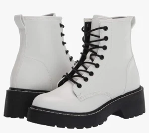 Madden Girl Carra Combat Boots Women�s Size 7 in White Worn Once - Picture 1 of 6