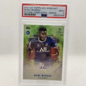 2021-22 Topps UCL Mount Set Nuno Mendes Auto Green PSA 9 17/49 PSG - Picture 1 of 4