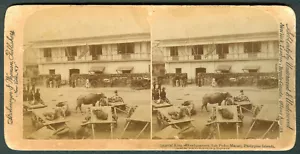 1899 Philippine–American War GENERAL KING'S HEADQUARTERS Stereoview Card - Picture 1 of 3