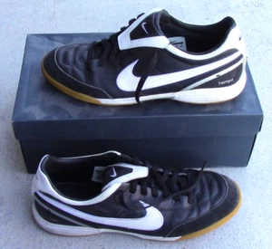 NIKE Tiempo Mystic II IC Black Leather Soccer Shoes Sneaker 317591-011 Size 12.0 - Picture 1 of 6