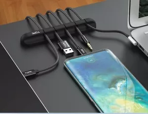 Cable USB Organizador Soporte Clips de Gestión Lazos Cargador Cable Ordenado Plomo Escritorio - Imagen 1 de 8