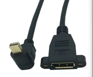 Mini DP (Displayport) Male to DP (Displayport) Female Panel Mount Cable - Down - Picture 1 of 7