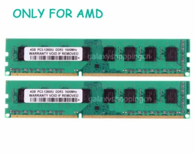 8GB 2X 4GB DDR3 PC3-12800 DDR3-1600Mhz 240PIN DIMM Desktop AMD CPU Memory RAM - Image 1 of 4
