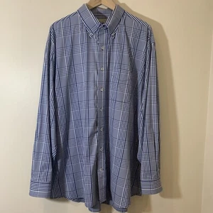 Donald Ross Shirt Mens XL Blue Plaid Performance Nylon Spandex Athleisure Golf - Picture 1 of 10