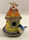 Kubla Enameled Jeweled Bluebird Birdhouse Trinket Box Magnetic Closure 3" NICE