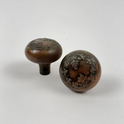 Pair of Antique Corbin Vittoria F-22200 C:1895 Nickel Plated Cast Iron Knobs - Image 1 of 4