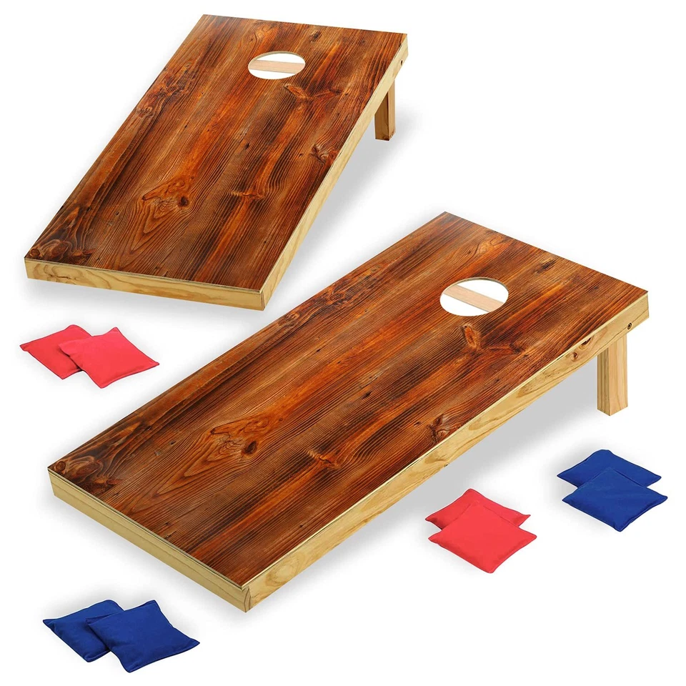 OOFIT Solid Wood Premium 2'' Regulation Size Cornhole Game Set with Stylish