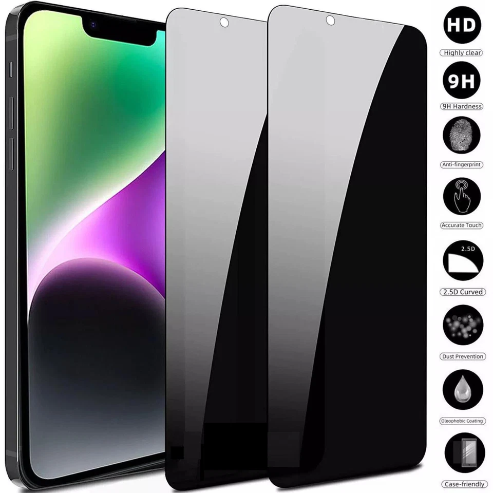 2 Pack Privacy Tempered Glass Screen Protector For iPhone 17 16 15 14 13 12 Max - Image 1 of 4