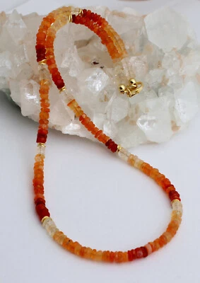 Natura Opale di Fuoco Collana Pietre Preziose Messico Arancio Sfaccettato Donna - Immagine 1 di 4