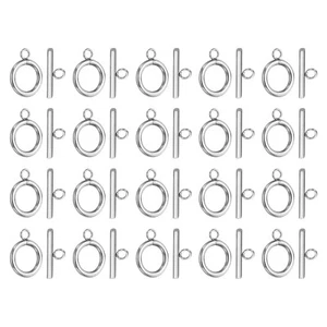 13mm/0.51" Dia Toggle Clasp, 20Set 304 Stainless Steel Round Clasp&T-Bar, Silver - Picture 1 of 6