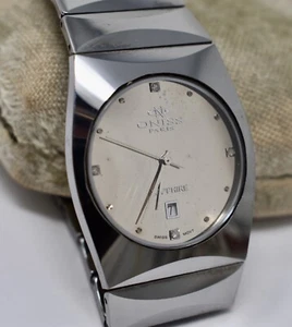 Mens Oniss Paris Swiss Quartz Tungsten Wristwatch Diamond Mirror Dial - Picture 1 of 6