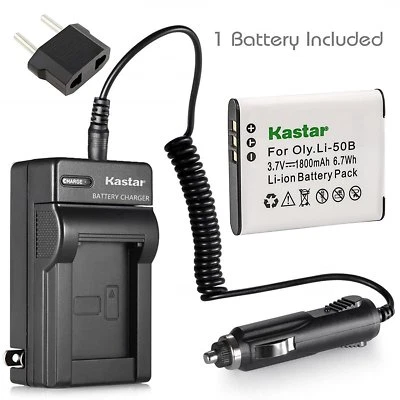 KASTAR Li-50B Battery or Travel Charger for OLYMPUS Tough TG-610 , 820 iHS, 830 iHS