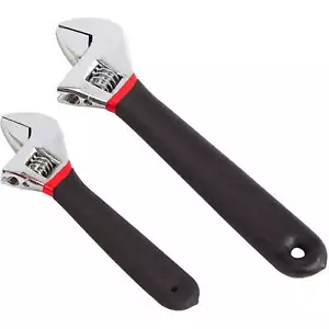 2Pcs Adjustable Wrench Set with Comfort Handles Heavy Duty Steel - Picture 1 of 12
