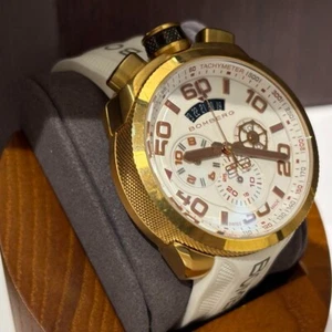 Bomberg BOLT-48 Chronograph Gold Bezel Analog Quartz Men's Watch Used - Picture 1 of 10