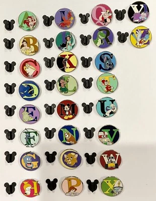 2008 WDW Hidden Mickey Series 3 Disney Character Alphabet 26 Pins Complete Set - Image 1 of 4