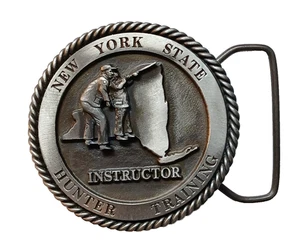 Vintage 1977 SID BELL Original Pewter NYS Hunter Training Instructor Gürtelschnalle - Bild 1 von 3