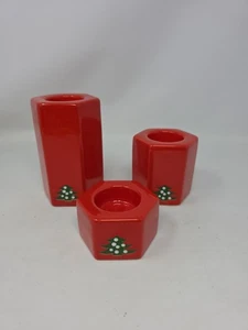 Waechtersbach 3 rote Christbaumkerzen Teelichthalter West Germany - Bild 1 von 10