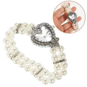 Pearl Watch Armband Aus Kunstperlen Fräulein Armbanduhr Für Damen Mädchen - Zdjęcie 1 z 12
