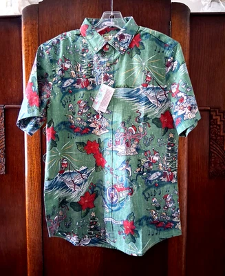 Reyn Spooner Men's "HAWAIIAN CHRISTMAS" 2024 MELE KALIKIMAKA Mistletoe TF Shirts - Image 1 of 4