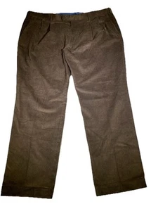 Lauren Ralph Lauren Pleated Corduroy Pants Men 42X30 Brown Cotton Chino Cuffed - Picture 1 of 12