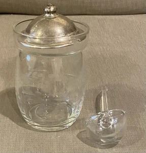 Vintage Glass Etched Jelly Condiment Honey Jar W/ Lid (Spoon Added) - Picture 1 of 7