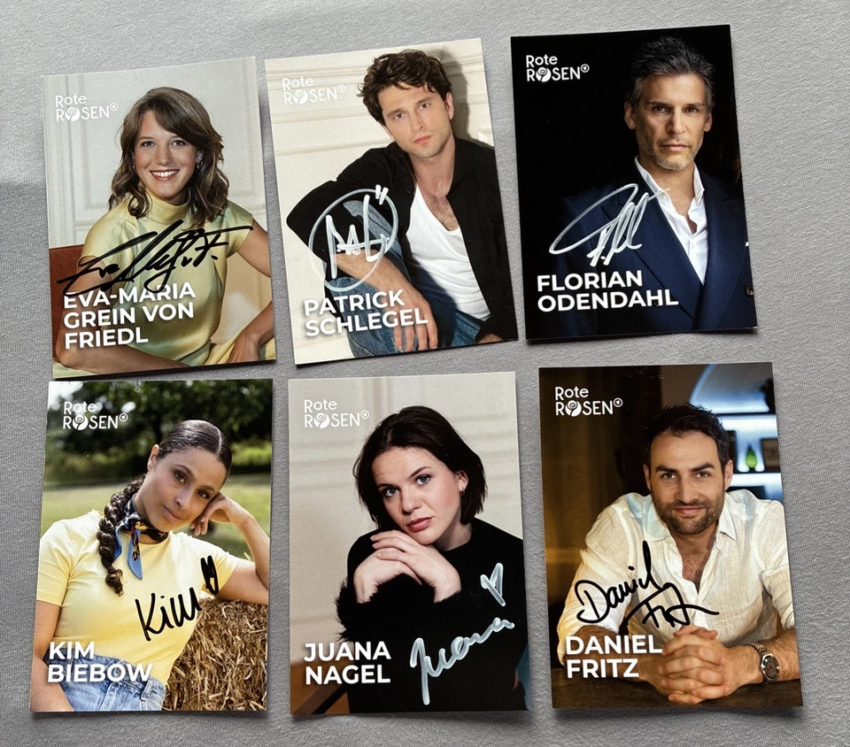 6 Autogrammkarten ARD Rote Rosen 2025 handsigniert Neue Staffel - Bild 1 von 1