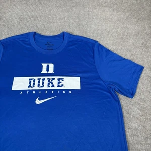 Nike Duke Blue Devils T Shirt Mens L Short Sleeve Blue Dri Fit Center Swoosh - Picture 1 of 8