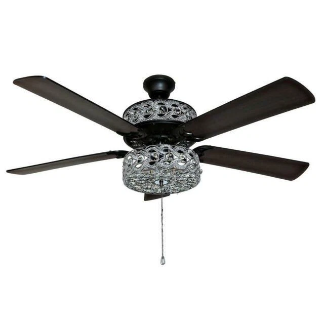 River of Goods 52" Luxe Enlaced Crystal LED Light Ceiling Fan - Silver (20076)