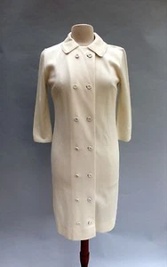 Cappotto doppio petto vintage anni '60 mod lavorato a maglia bianca di Butessa - Foto 1 di 6