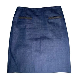 Brooks Brothers Women’s 6 Navy Blue Denim Chambray Lined A-Line Short Skirt - Picture 1 of 8