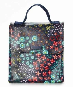 NWT Sakroots Flap Lunch Bag Box Insulated Navy Floral Spirit New Coated SHP INT - Picture 1 of 2