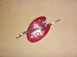 Schöne Kupfer & tiefrote Emaille Künstler Palette Pin von Matisse Jewelry - Bild 1 von 6