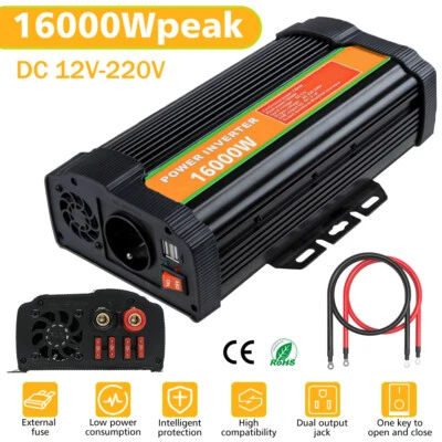 Car Power Inverter 16000W 8000W DC 12V To AC 110V 2AC Outlets RV Solar Converter - Image 1 of 4