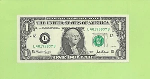 2001 ..UNCIRC 1 $ L 4817 9937 B .... 2001 1 $ L-B NICE NOTE FRN - Bild 1 von 2