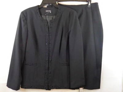 John Meyer Suit Women's 16 Black 2 Peice Blazer & Skirt Beaded New With Tags - Image 1 of 4