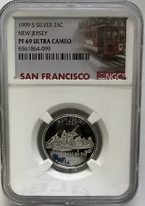 1999-S Silver ULTRA CAMEO New Jersey Quarter NGC PF-69 25c - Picture 1 of 2