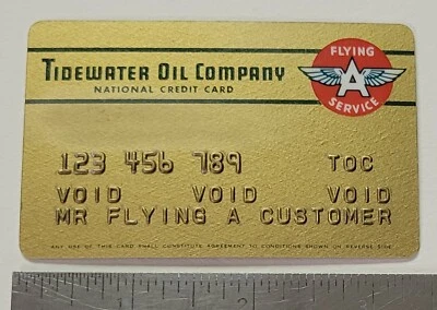VINTAGE TIDEWATER OIL COMPANY FLYING - A - CREDIT CARD DEALER SAMPLE - Image 1 of 2